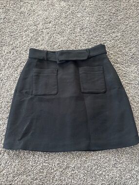 LOFT Black A-Line Mini Skirt with Front Patch Pockets
